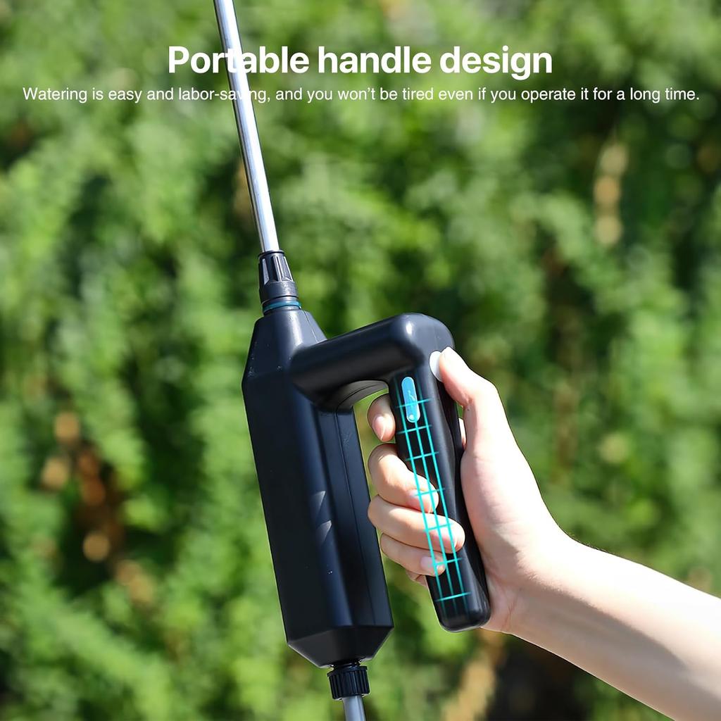 Battery Powered Electric Garden Sprayer with Telescopic Wand 5M Hose and 3 Nozzles, Portable Spray Wand for Gardening Yard Lawn