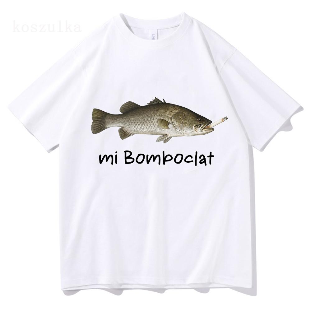 

Funny Bomboclat Fish Meme T-shirt High Street Fashion Short Sleeve Tshirts Women Men Harajuku Vintage T Shirts Loose Tees S
