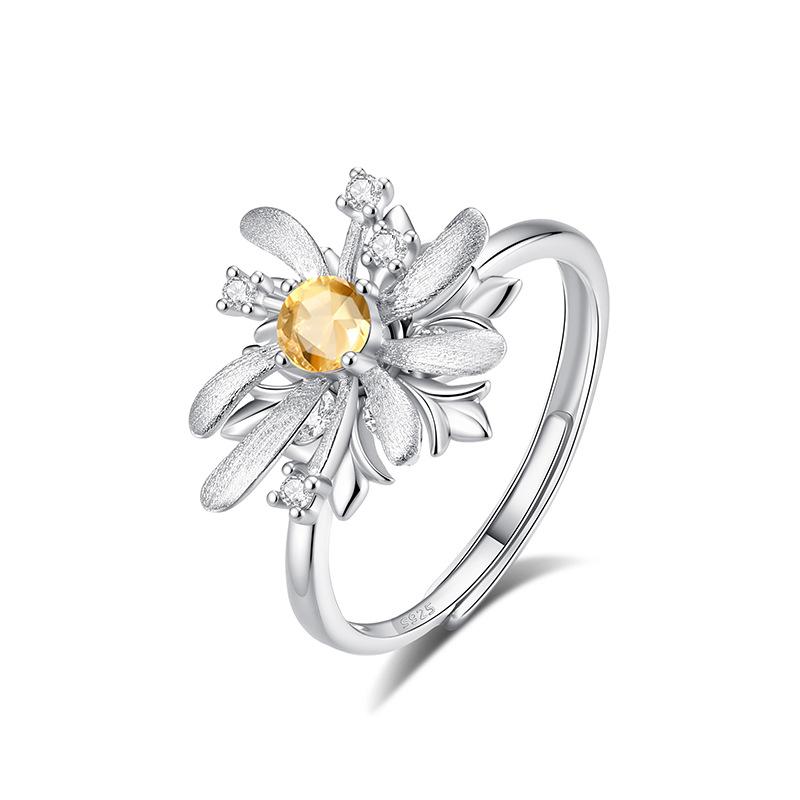 Rotatable fireworks s925 sterling silver jewelry set, light luxury, natural crystal necklace ring, two-piece jewelry gift.