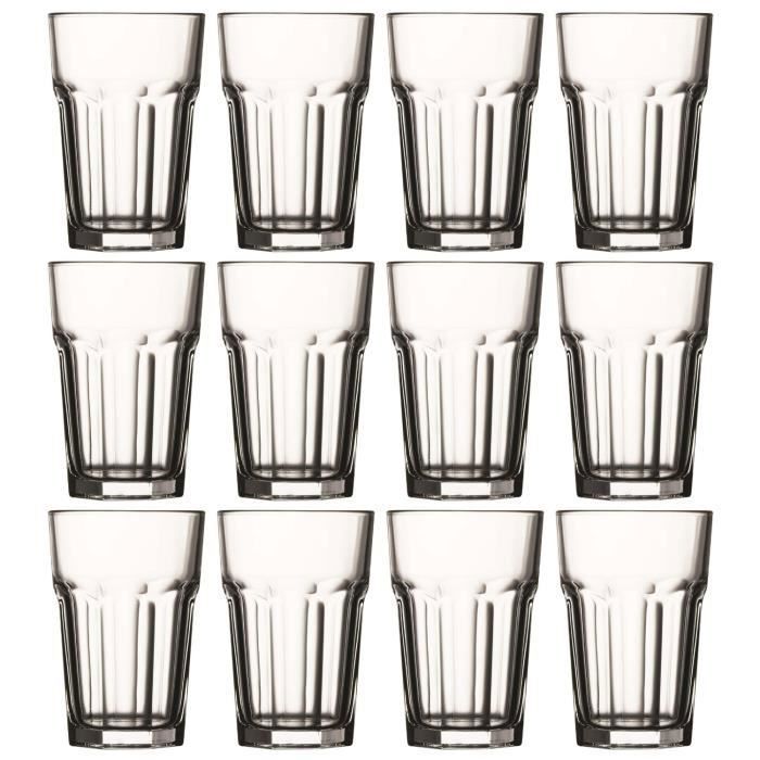 Tempered Glass Tumbler - Pasabahce - Casablanca - 42 Cl - Pack of 12 - Unbreakable and Vintage Design