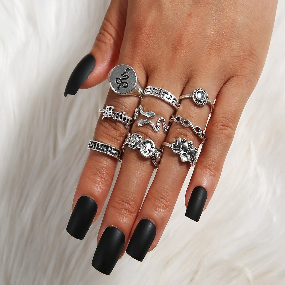 Serpentine Joint Ring Star Diamond Ring 9-Piece Set Diamond Set Ring Jewelry