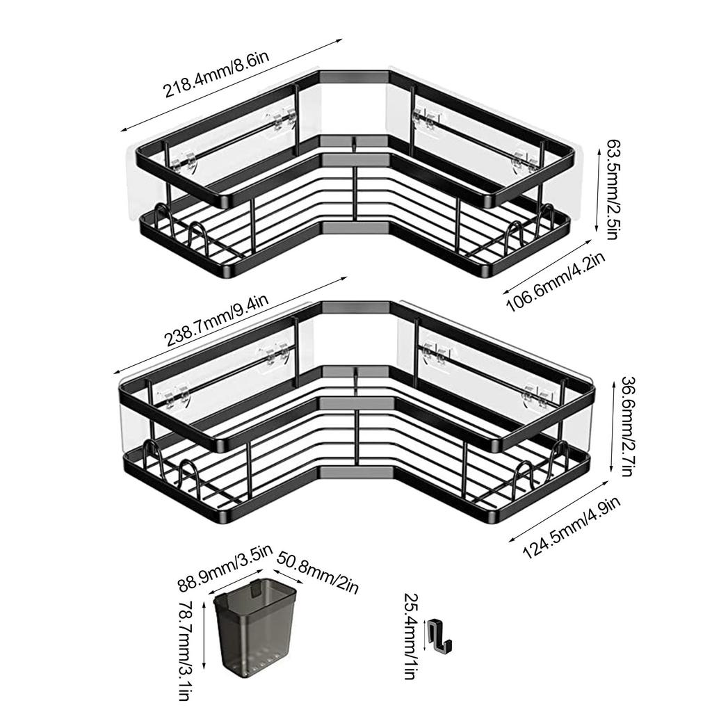 Bathroom & Shower Storage Solution Space Saving Rack Adhesive Shower Shelf Corner Rack Efficient & Functional Shelf