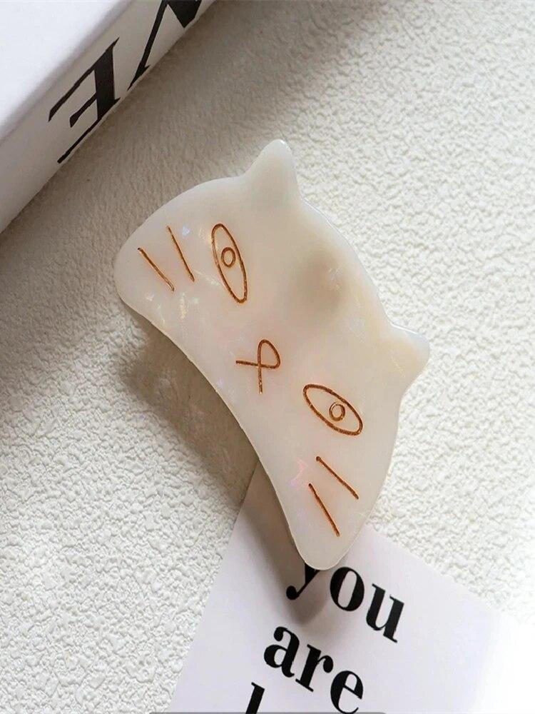 1 Pcs Classic Retro Style Geometric Cat Head Shape Acetic Acid Spray Oil Ladies Hair Clip