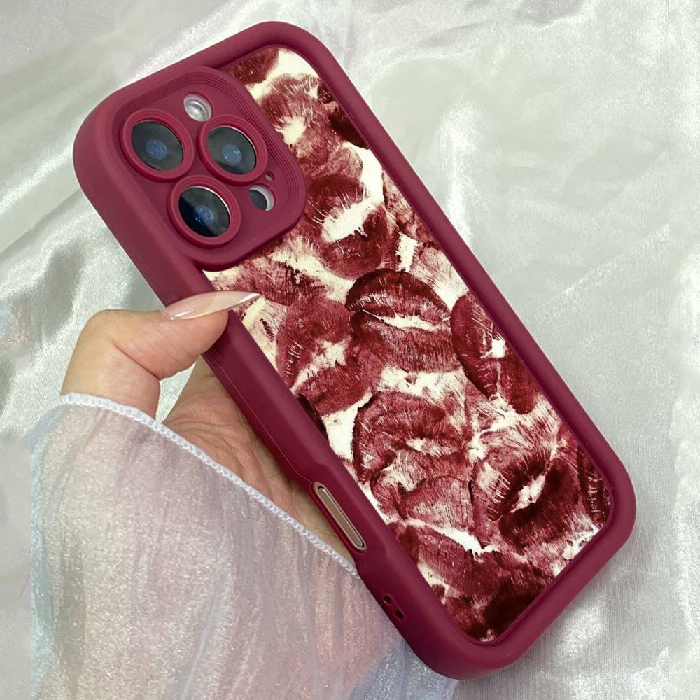 JT1 Abstract Artwork with Red Lips Realme 14 15 Huawei P40 Honor 70 90 Infinix Tecno itel Motorola Google All Model Angel eyes Soft TPU Phone Case