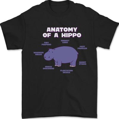 Nijlpaard Anatomie Grappig T-shirt Voor Mannen 100% Katoen