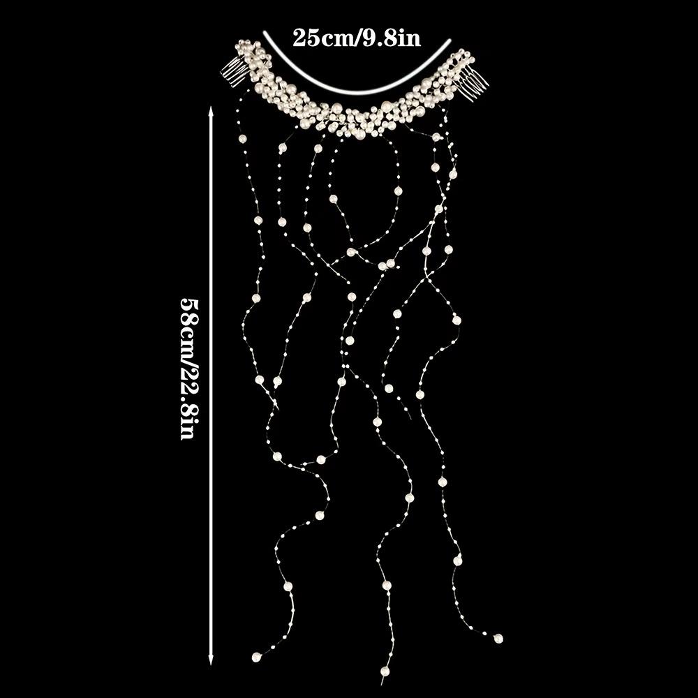 1pc Luxury Pearl Tassel Hair Vine Elegant Bridal Vintage Style Perfect Weddings Formal Events Dazzling Romantic Hair Accessory