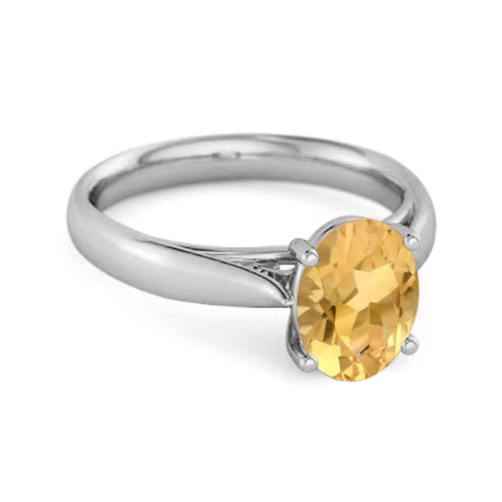 Citrine Classic Solitaire Design Ring- 925 Sterling Silver