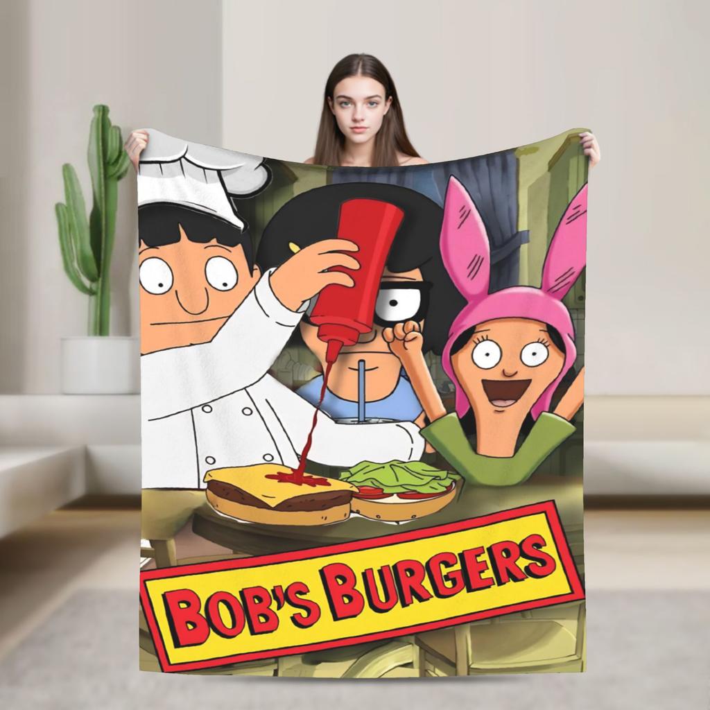 Super Soft B-Bob Burgers Thanksgiving Throw Blanket Premium Flannel Fleece Lightweight Bed Blanket Warm Plush Bedspread