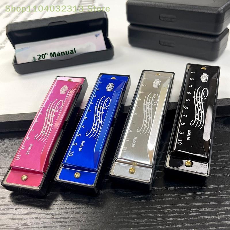 1PC 10-Hole 20-Tone Harmonica in Color C Professional Beginner Set with Case Ideal Christmas Gift for Music Lovers