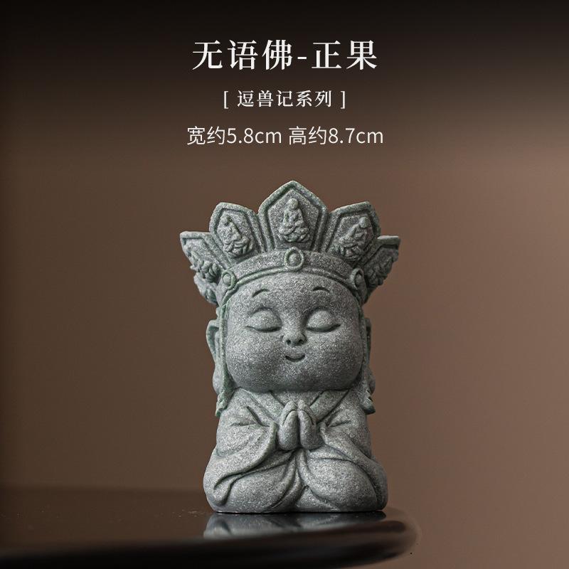 

Green Sandstone Silent Buddha Tea Pet Handmade Flowerpot Landscaping Sculpture Tea Figurine Play Toys Tea Statue Ornament Teaset