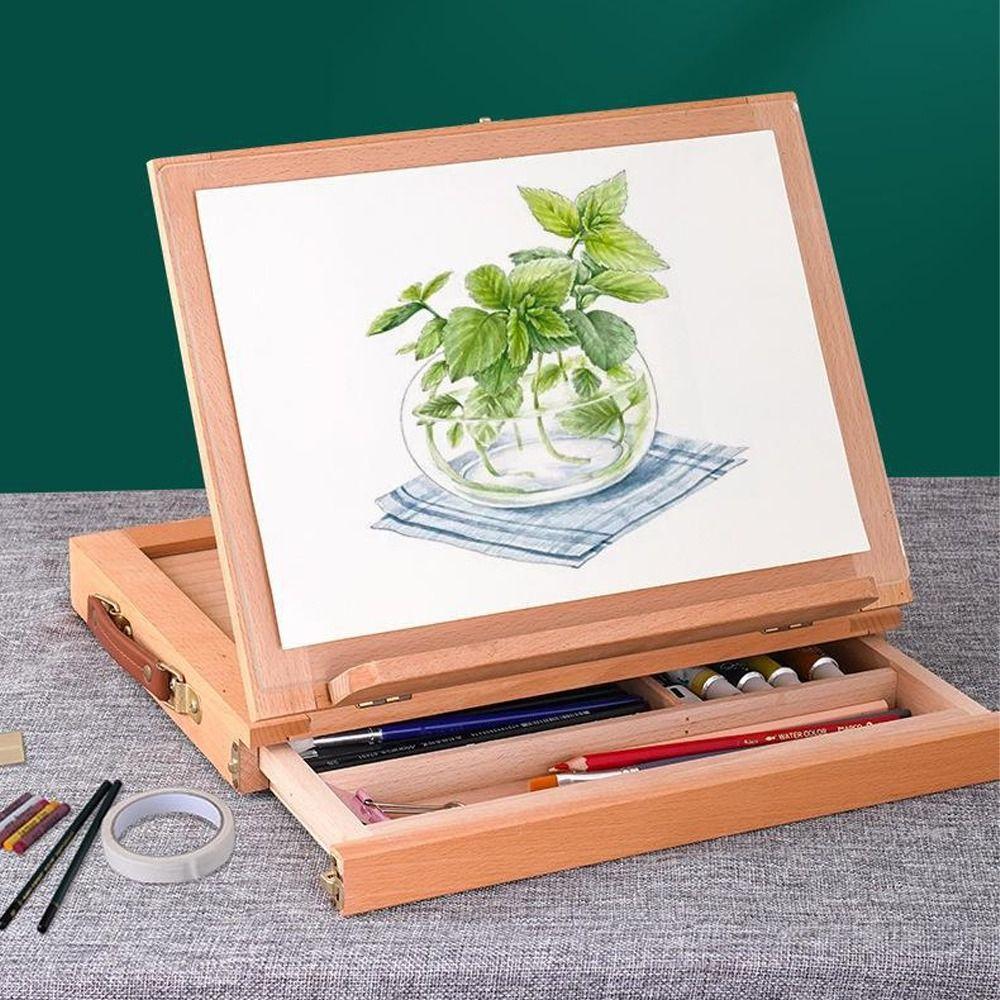 Beech Wood Portable Wooden Table Easel Multifunction Oil Paint Easel Folding Easel  For Artists