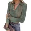 Women's Fashion Casual Print V-Neck Long Sleeve Button-Down Top