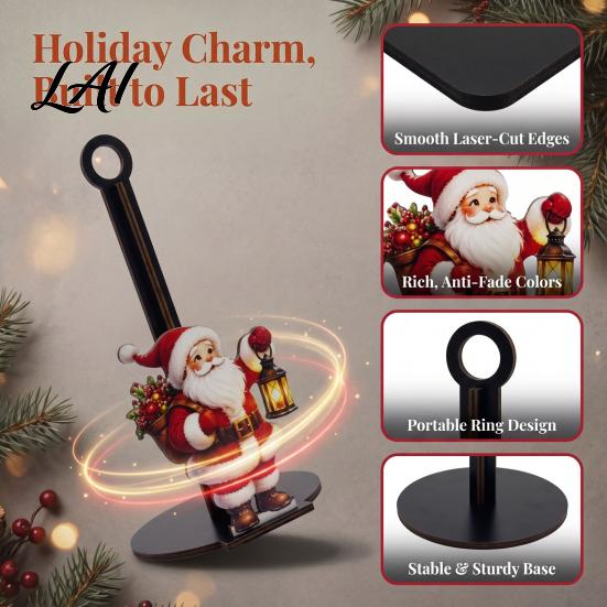 Wooden Kitchen Roll Dispenser Christmas Paper Towel Holder Decorative Vertical Dispenser Festive Countertop Stand Stable Weighted Base Organizer for