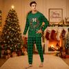 Christmas-print long-sleeve and long-pant matching family loungewear set