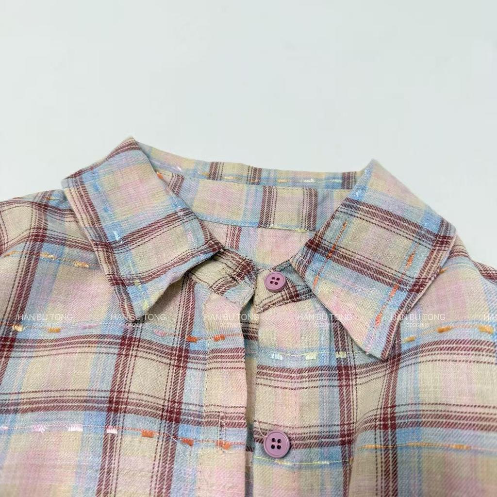 Girls' Plaid Shirt & Star Jeans Set - Stylish Korean Spring/Autumn Wear 2026