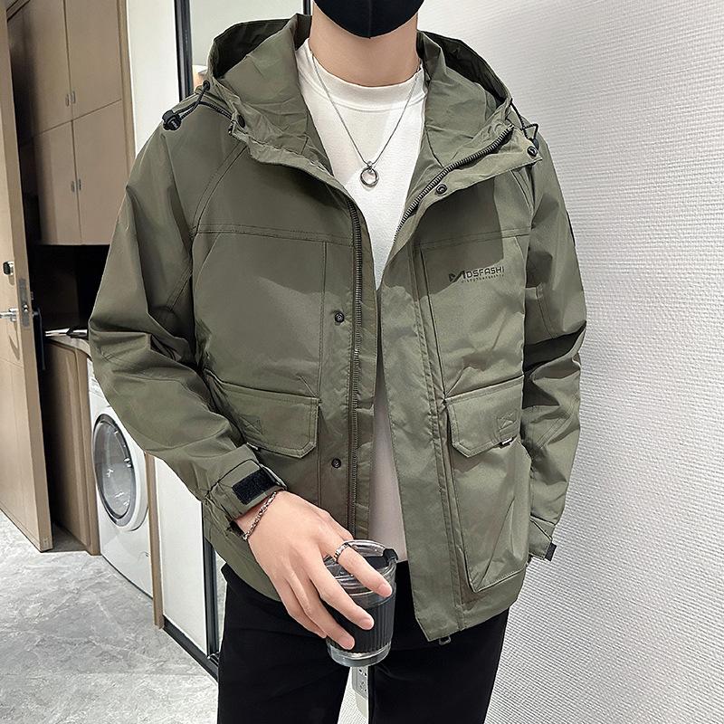 

Куртка Мужская Весенне-Осенние Модели Новая Хулиганская Красивая Весенне-Осенняя Повседневная Уличная Рабочая Куртка с Капюшоном Куртка Новая 5XL (recommended weight 195-107.5 kg) кофейный