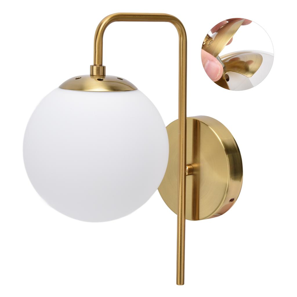 Nordic Modern E27 Glass Ball LED Wall Light Frosted Texture Round Bedroom Wall Lamp 110‑240V