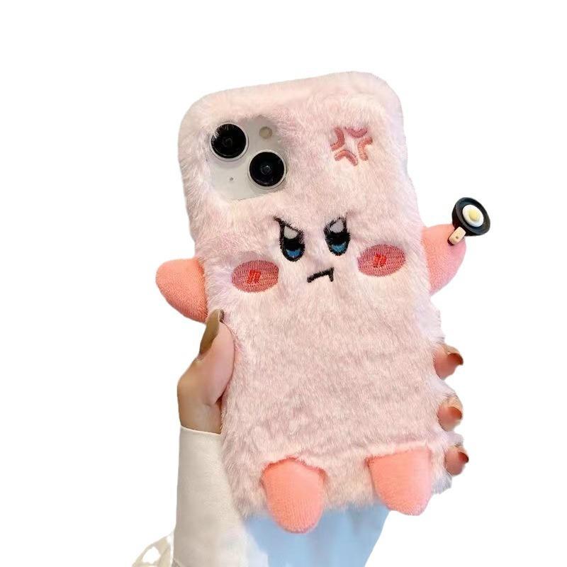 Autumn and winter plush Kirby For iPhone15promax For Apple 16 mobile phone case 14 cartoon xr/xsmax soft 13