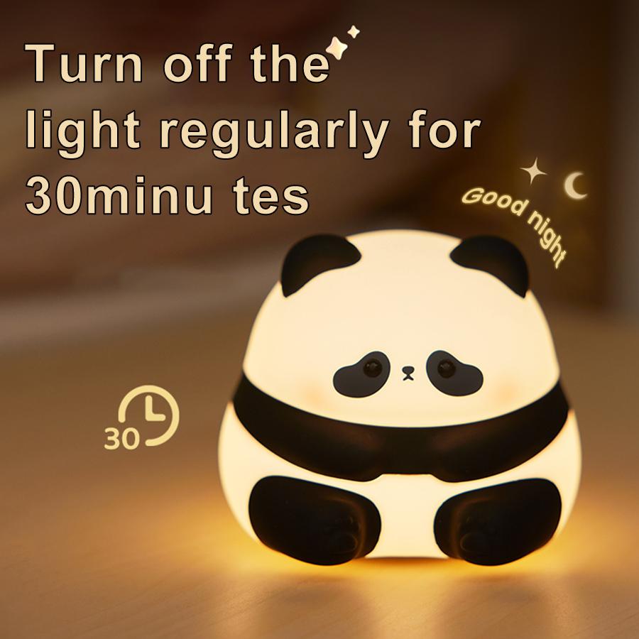 USB Rechargeable LED Night Light Panda Cartoon Animal Silicone Lamp Timing Bedside Decor Kids Sleep Nightlight Birthday Gifts