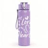 1PC Faith Heart Minimal Line Slogan Print 750ml Color Plastic Sports Water Bottle Leakproof Flip Straw Lid Suitable for Sports Office Home Use
