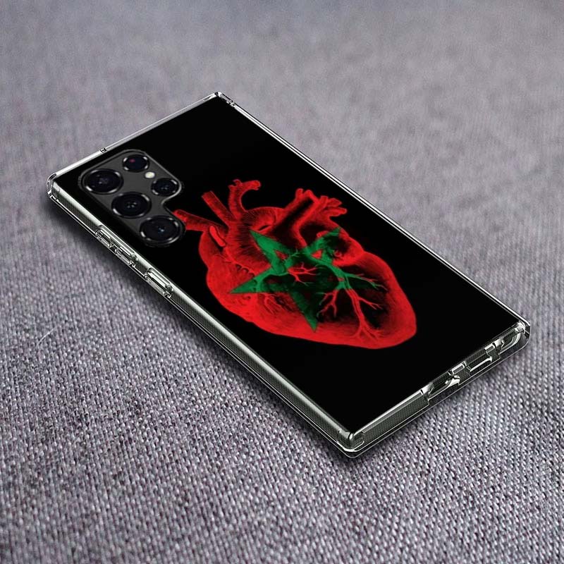 Morocco Flag Soccer Clear Phone Case for Samsung Galaxy S24 S23 S21 Plus S20 FE S22 S26 Ultra S25 Edge TPU Capa Cases Cover Shel