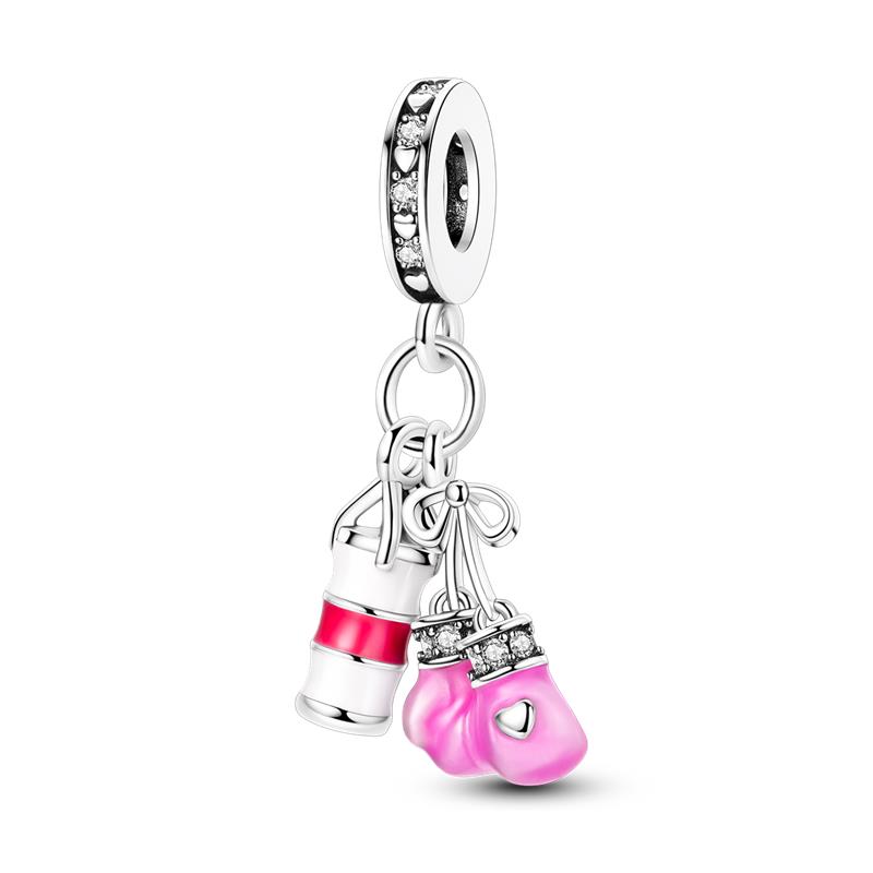 Copper Plated Magic Mirror Princess Angel Pink Charm Beads Suitable Fit Panoriginal Bracelet Exquisite Diy Jewelry