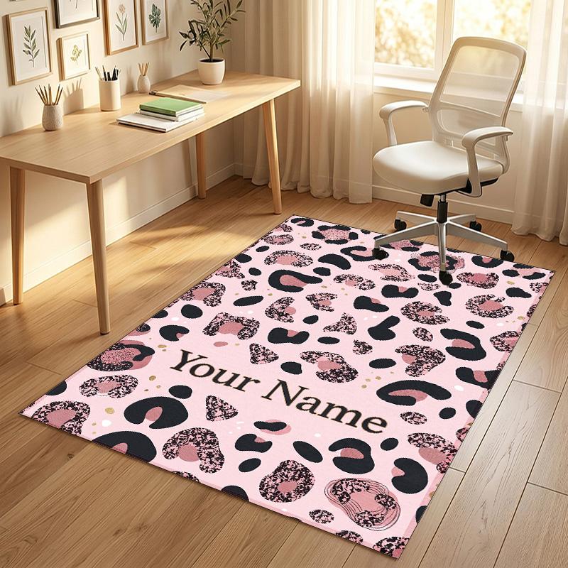 Pink Theme Soft Crystal Velvet Rug Custom Name & Text Print Non Slip Floor Rug for Bedroom Living Room