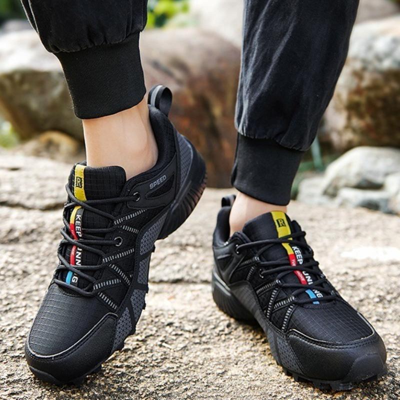 Elastic Hiking Shoes Men's Breathable Mesh Casual Sports Shoes Anti-slip Tennis Running Fitness Shoes Outdoor Sneakers