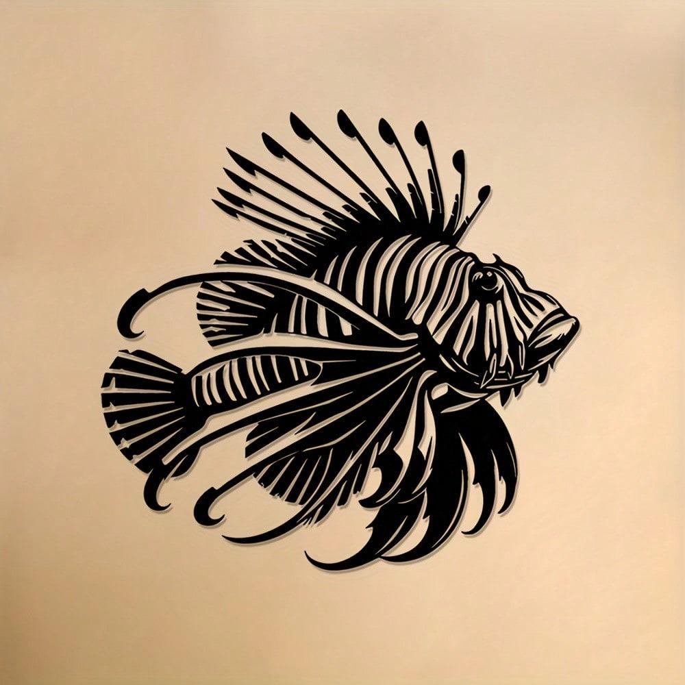Metal Wall Art Lionfish Sea Theme Home Decor Living Room Bedroom Coastal Beach House Wall Hanging Unique Gift
