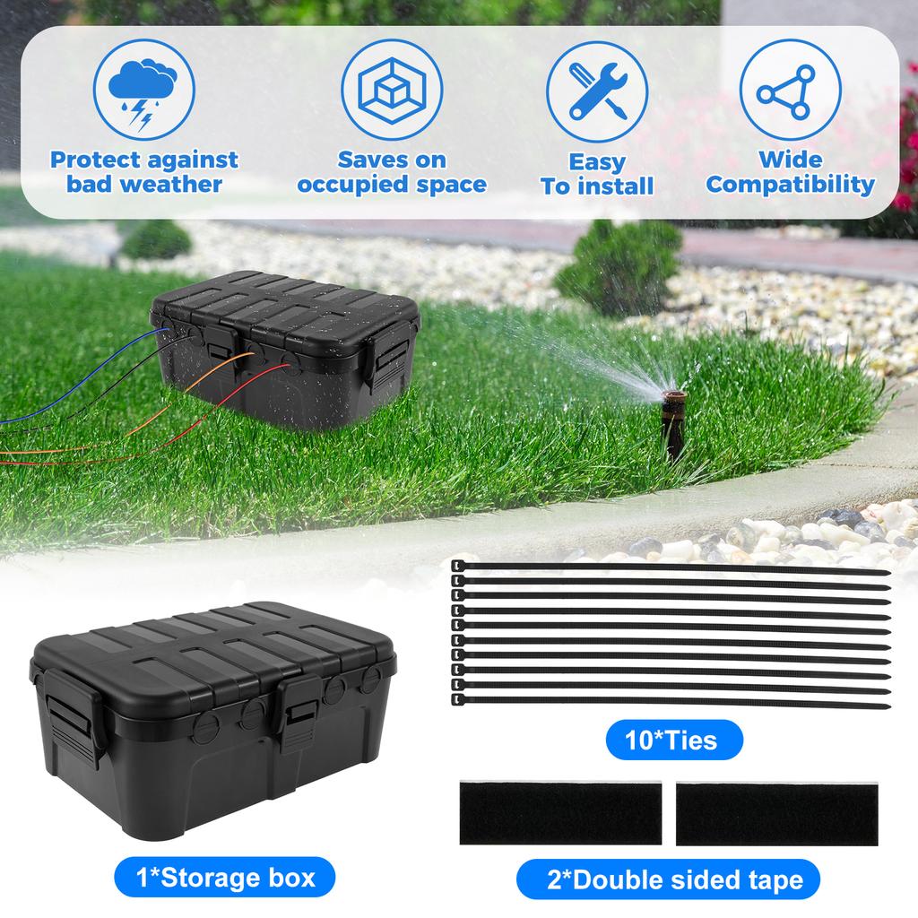 Outdoor Electrical Box IP54 Waterproof Outdoor Extension Cord Box Waterproof Weatherproof Connection Box Black Outside Power Cor