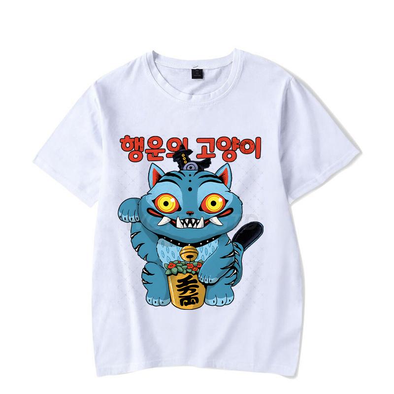 New T-shirt KPop Demon Hunters Cartoon Tiger Short-sleeved Tops Summer Men Women Clothes Anime Graphic Korean Style T-shirt