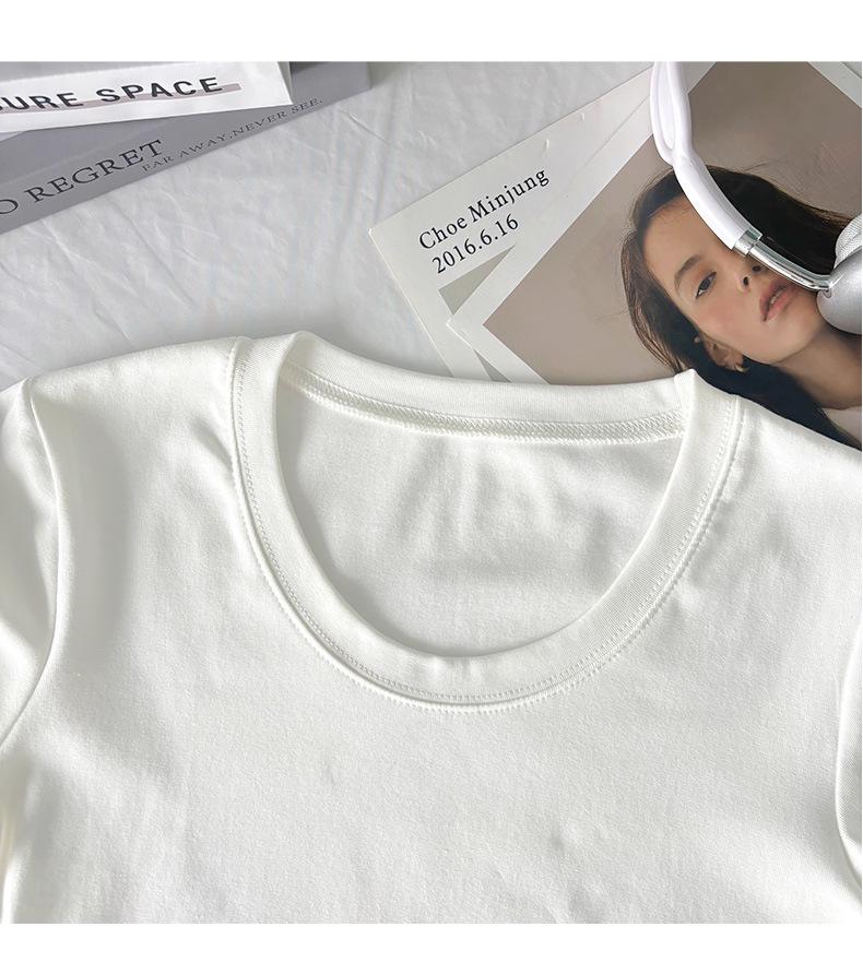 Women's Summer U-Neck Slim Fit Milk Yellow T-Shirt