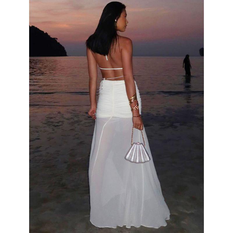 Island Vacation Style Two-piece Set Bikini Halter Spaghetti Straps