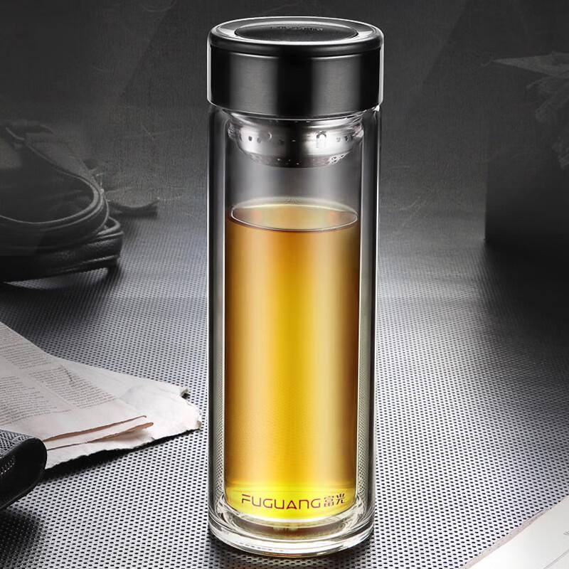FUGUANG Double-Layer Portable Glass Tea Infuser Cup