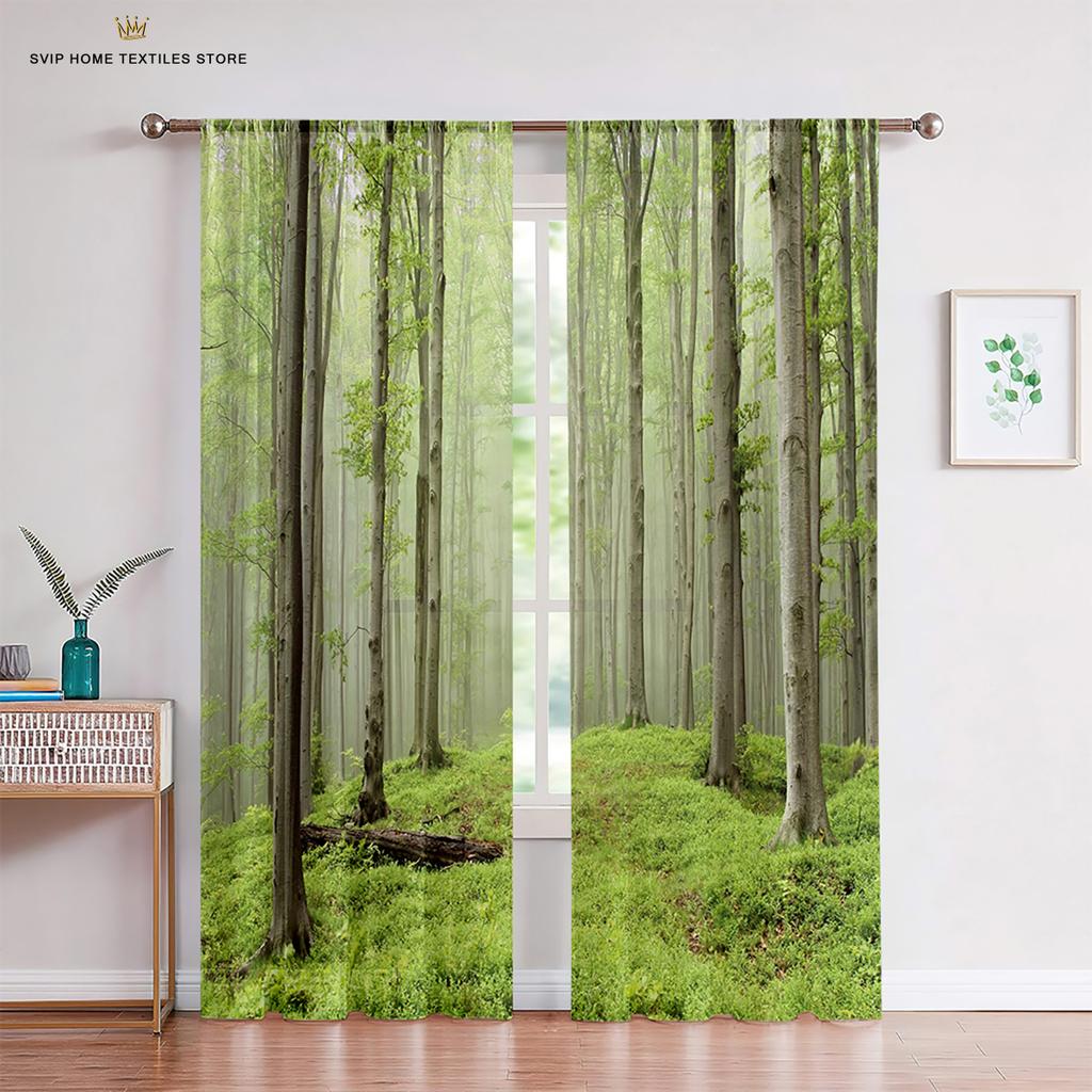 Žaluzie Závěsy do obývacího pokoje, Les Džungle Strom, Přírodní scenérie, Krajina, Tenké, Vodopád, Kuchyně, Ložnice,