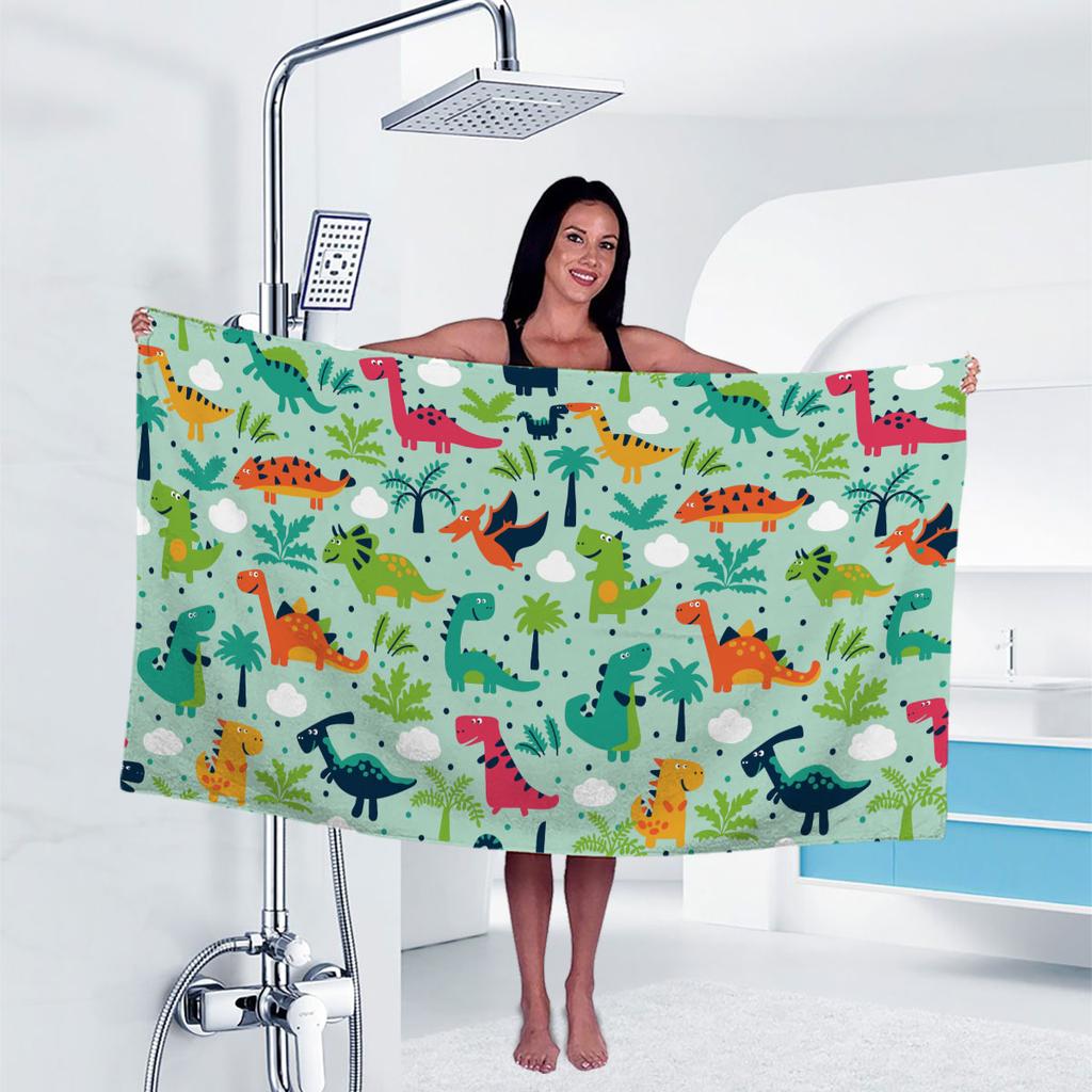 1pc Dinosaur Print Towel Sports Quick-Drying Super Absorbent Camping Towel Super Soft Lightweight Gym Swimming Yoga Beach Towel