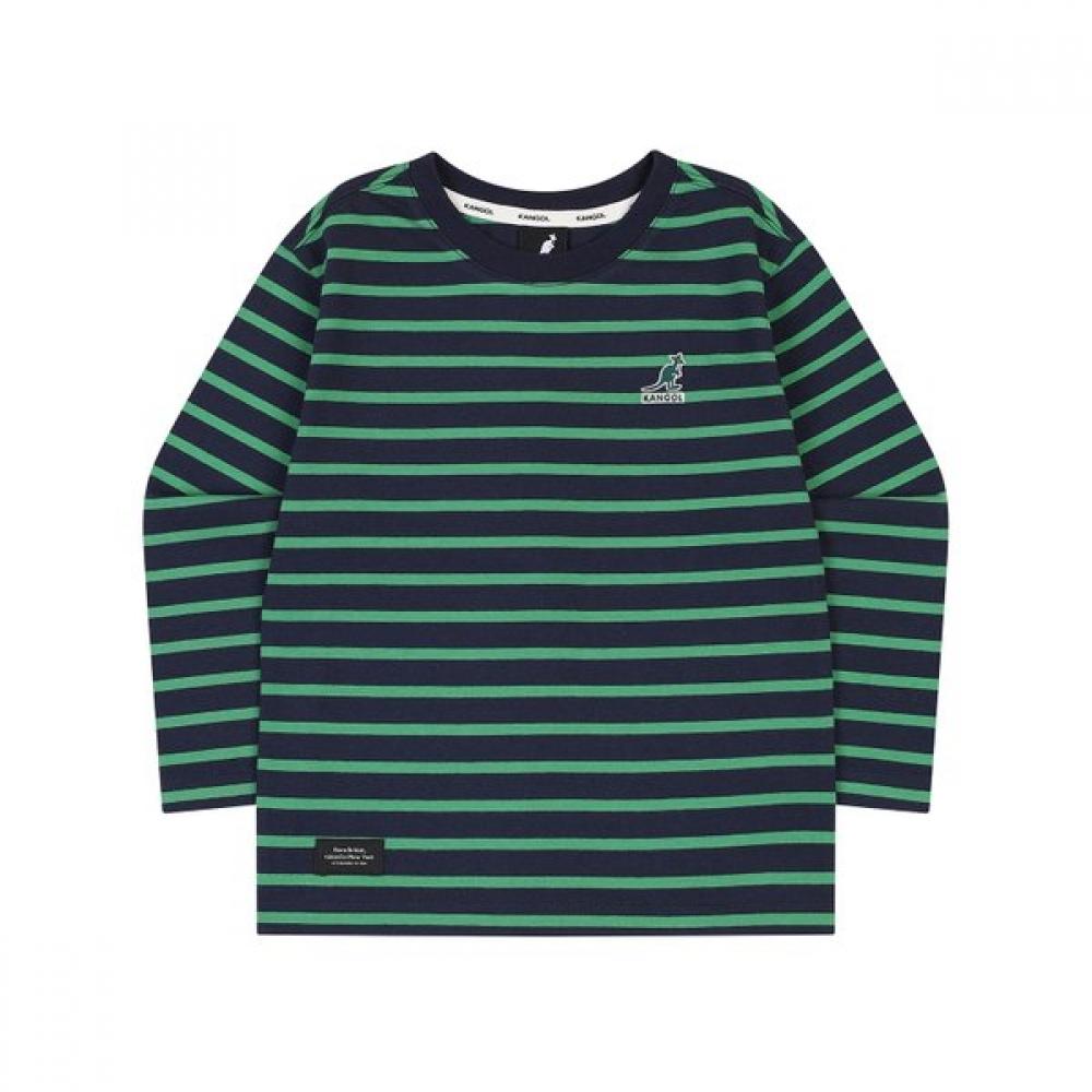 Kangol Kids Club Logo Long Sleeve STripe T shirT Rc 0002 Green painted/120