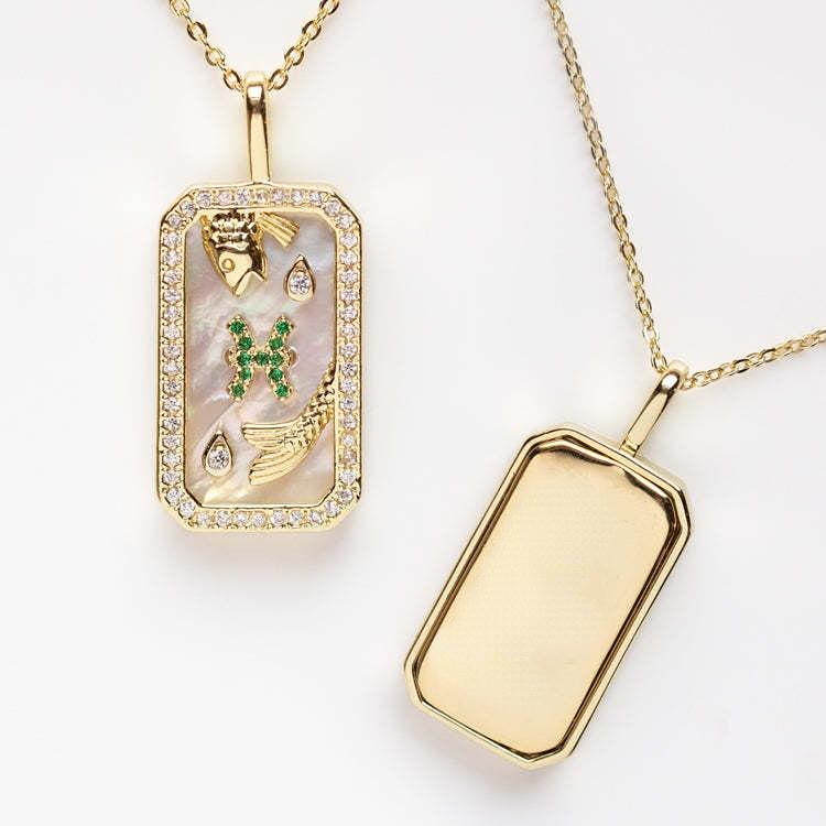 Delicate Zodiac Necklace for Women Gold Plated 12 Constellation Amulet Necklace Shell Crystal Pendant Stainless Steel Jewelry