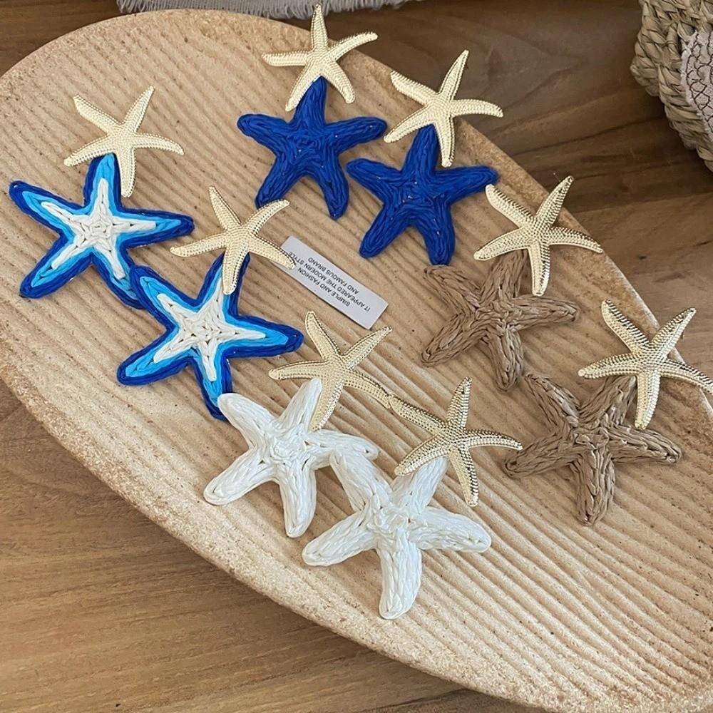 Raffia Grass Starfish Ear Pendant Elegant Star Dangle Earrings Unique Starfish Earrings Party