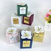 50pcs Creative Flower Hexagonal Gift Box With Gold White Card Candy Chocolate Packaging Gift Box Wedding Party Decoration