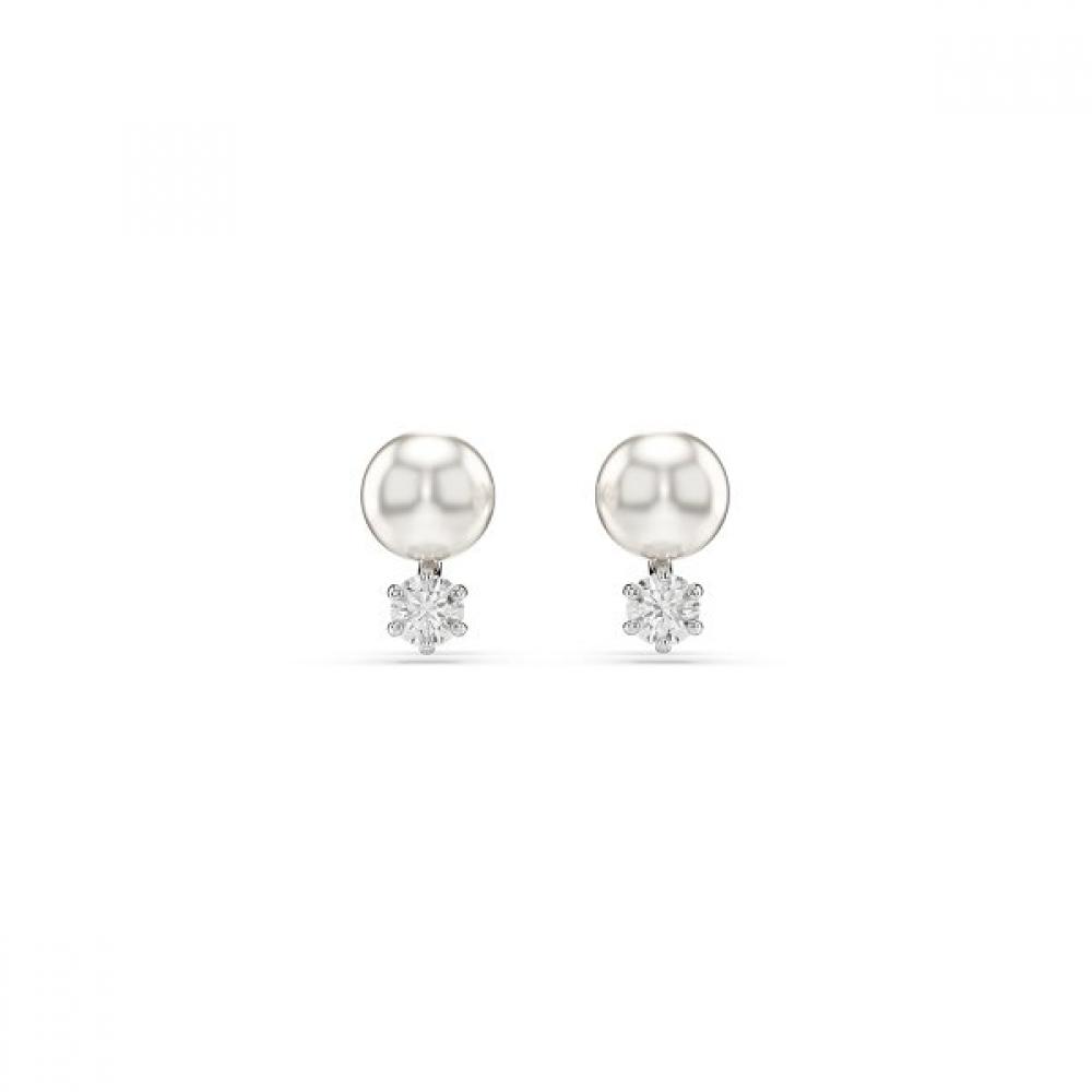 Swarovski Rhodium Crystal Pearl Stud Earrings 5694225