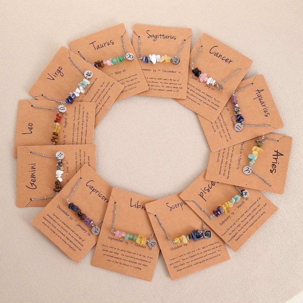 Natural Crushed Stone Natural Stone Beaded Choker Hand Braid Constellation Charm  Female Jewelry