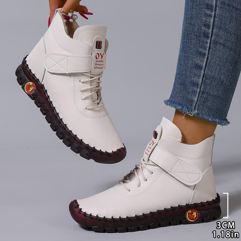 Fashion Women Boots Fashion Handmade Cotton Shoes Women Luxury Casual Thickened Warm Mom Shoes Solid Soft Comfortable Flat Ankle Boots