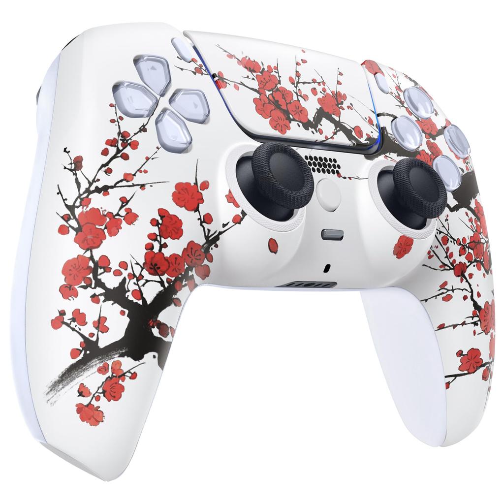 eXtremeRate LUNA PS5 Controller Replacement Front Shell and DIY Replacement Housing Shell and Touchpad Cover Plum Pattern (BDM-010, BDM-020, BDM-030,