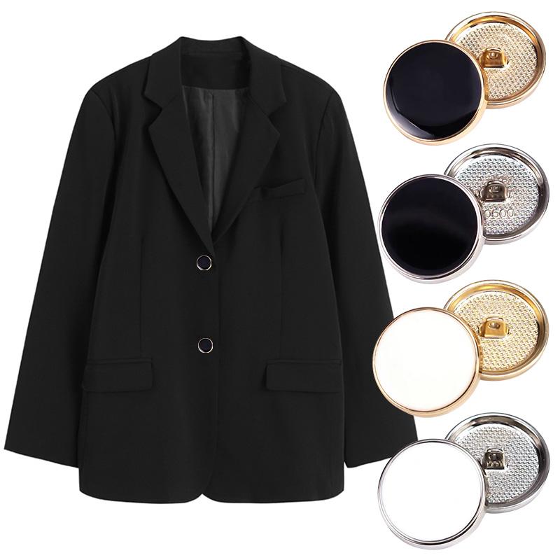 

5Pcs Clothing Decoration Simple Style Black Embellishments Golden Fashion Flat Button Shirt Button Suit Buttons Exquisite 40L=25.0 MM