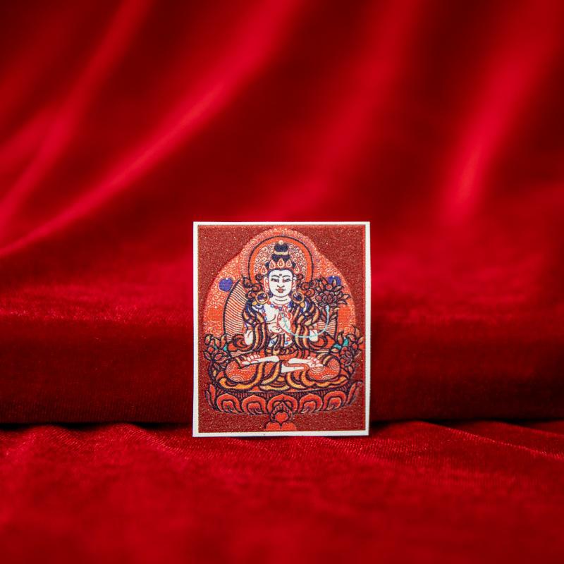 Tibetan Eight Protectors Cinnabar Mineral Sand Thangka Painting Core 4X5 - Birth Year Buddha