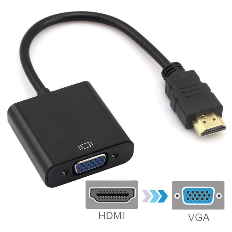 

20 см HDMI 19-контактный штекерный кабель-адаптер VGA-гнездо чёрный