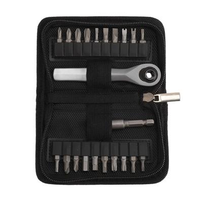 Mini Ratchet Wrench Multifunction Portable CRV Steel Right Angle Ratchet Screwdriver with 20 Bits