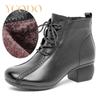 Winter Women Leather High Heel Warm Comfortable Shoes