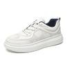 New Shoes for Men Cow Leather Casual Platform Shoes Breathable White Skateboard Shoes Street Slip-on Sneaker